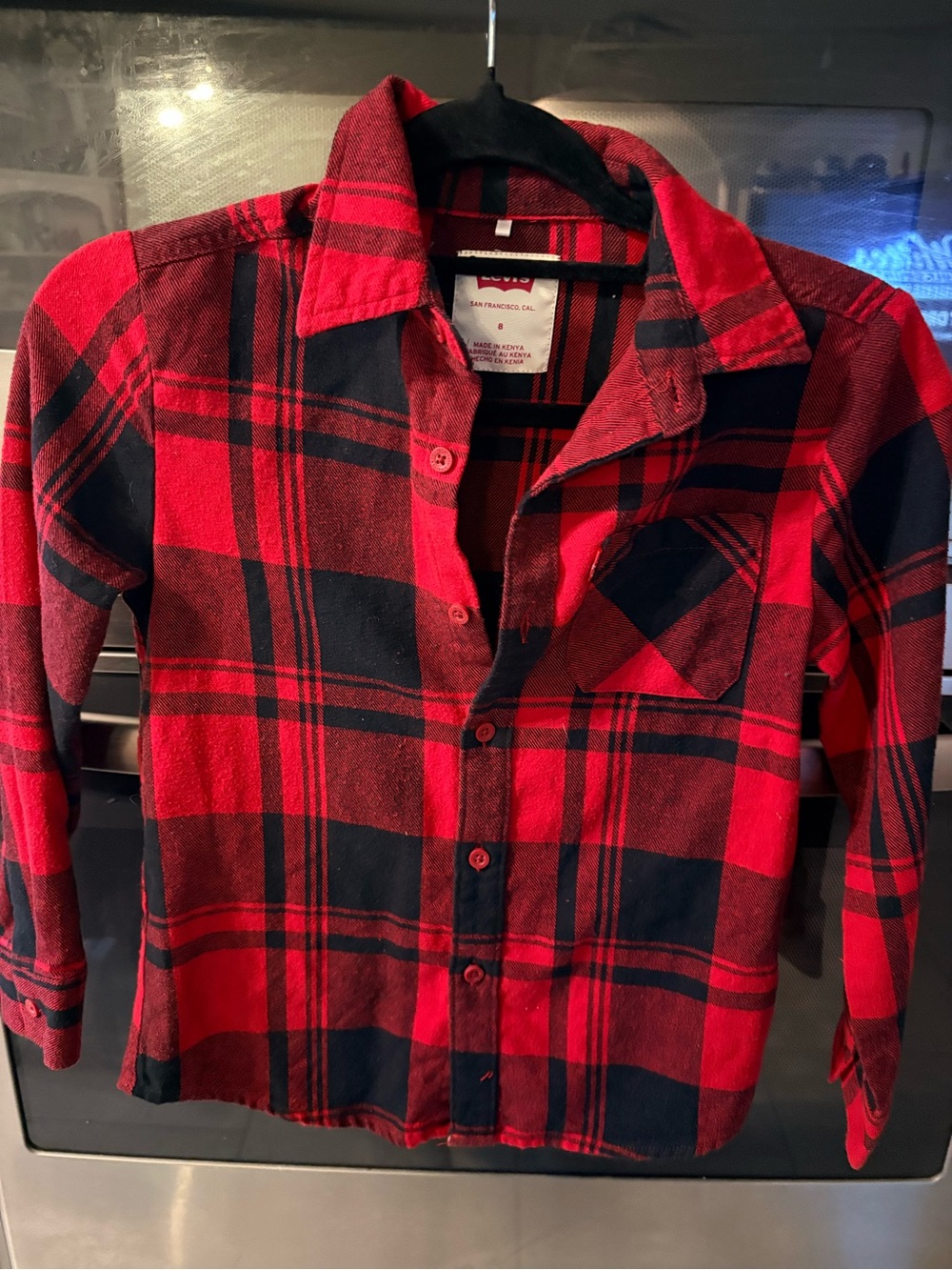 Levi's Red and Black Plaid Button-Down Shirt for Kids
